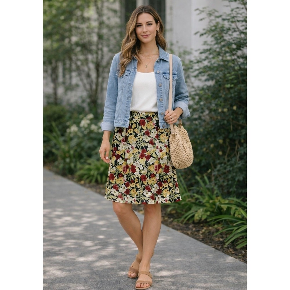 Christopher & Banks Floral Skirt Size 4 Classic Spring Style